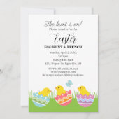 Easter Invitation Chicks with eggs cute  Kaart (Voorkant)