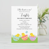 Easter Invitation Chicks with eggs cute Kaart (Staand voorkant)