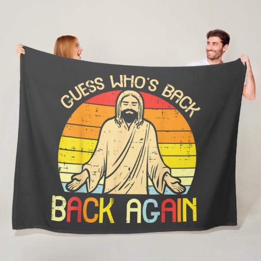 Easter Jesus Guess Whos Back Religious Christian Fleece Deken (In situ)