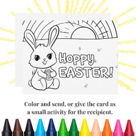 Easter Kids Coloring Card with Bunny and Egg Feestdagenkaart