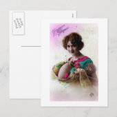 Easter Lady Vintage French Postcard Feestdagenkaart (Voorkant / Achterkant)