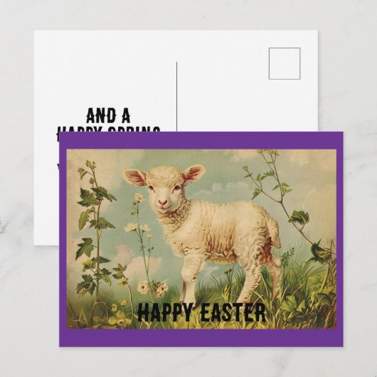 Easter Lamb Holiday Briefkaart (Voorkant / Achterkant)