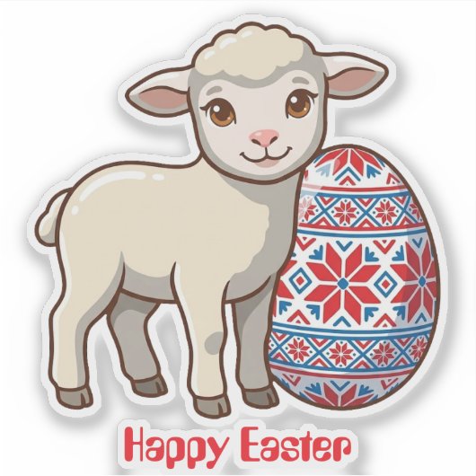 Easter Lamb Vinyl Sticker | Personalized Name (Voorkant)