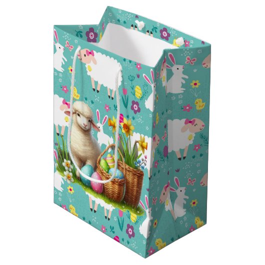 Easter Lambs Medium Cadeauzakje (Voorkant Gekanteld)
