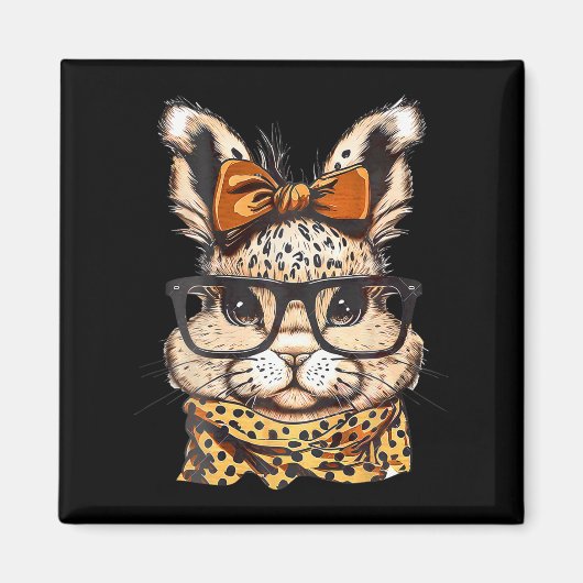 Easter Leopard Print Gles Konijn Print Magneet (Voorkant)