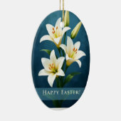 Easter Lilies Blue Christian Faith Gift Keramisch Ornament (Rechts)