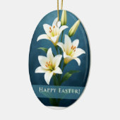 Easter Lilies Blue Christian Faith Gift Keramisch Ornament (Links)