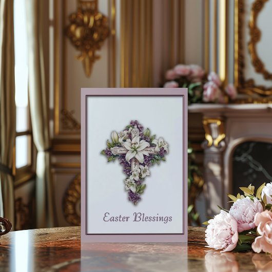 Easter Lily Cross Easter Blessing Kaart