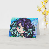 Easter Lily Fairy Fantasy Art Kaart beroemd gemaak (Gele Bloem)