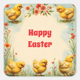 Easter Little Chicken Holiday Collectie Vierkante Sticker