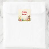 Easter Little Rabbit Populair Collectie Vierkante Sticker (Tas)