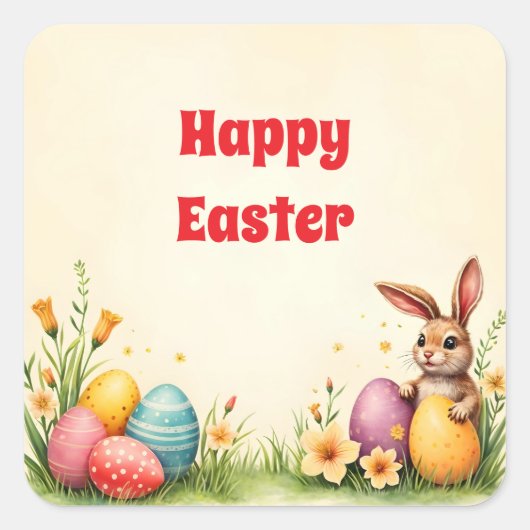 Easter Little Rabbit Populair Collectie Vierkante Sticker (Voorkant)