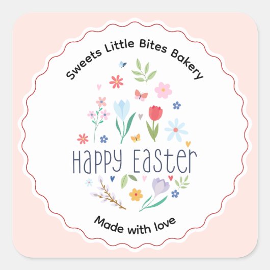 Easter Made with Love Bakery Vierkante Sticker (Voorkant)