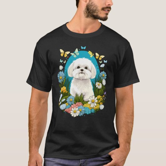 Easter Maltese dog Bunny Eggs Dog on Easter Maltes T-shirt (Voorkant)
