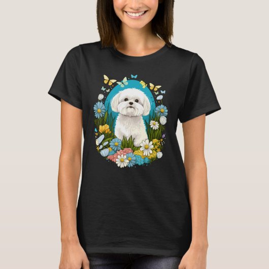 Easter Maltese dog Bunny Eggs Dog on Easter Maltes T-shirt (Voorkant)