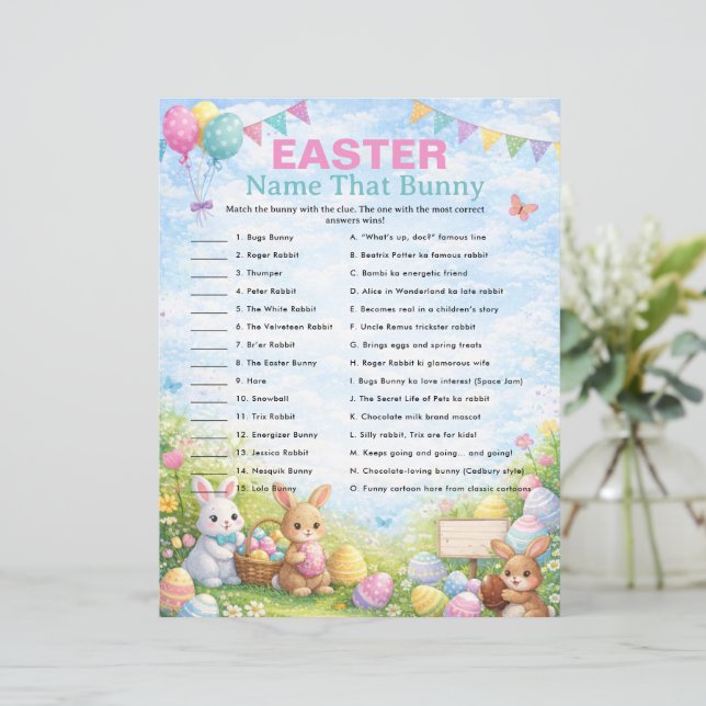 Easter Name That Bunny Trivia Game (Staand voorkant)