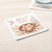 Easter Nest with Eggs Kartonnen Onderzetters (Schuin)