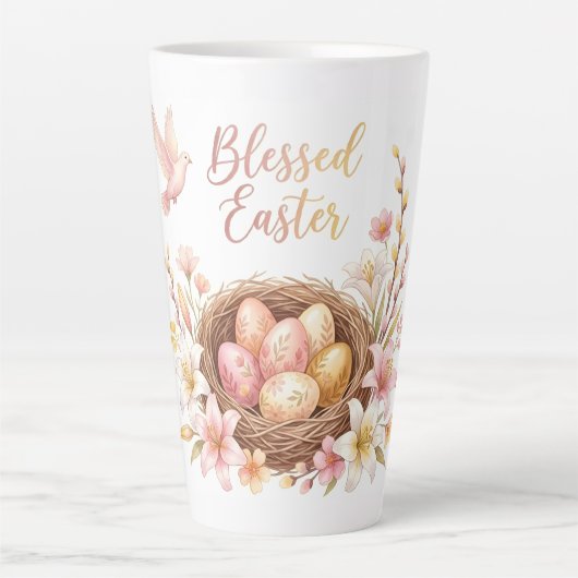 Easter Nest with Eggs Latte Mok (Voorkant)