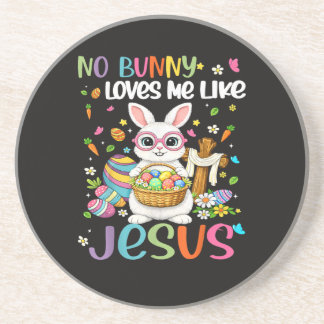 Easter No Bunny Loves Me Like Jesus Christian Zandsteen Onderzetter