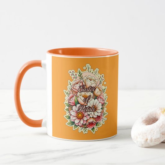 Easter of Petals – Floral Bunny Art - caneca Mok (Met donut)