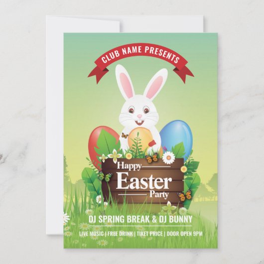 Easter Party Invitation Flyer Kaart (Voorkant)