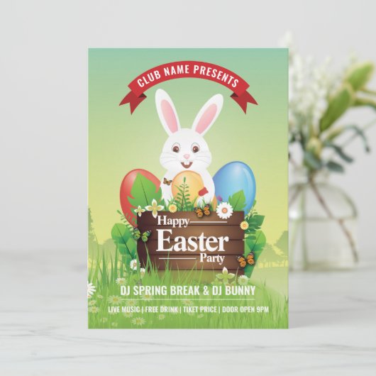 Easter Party Invitation Flyer Kaart (Staand voorkant)