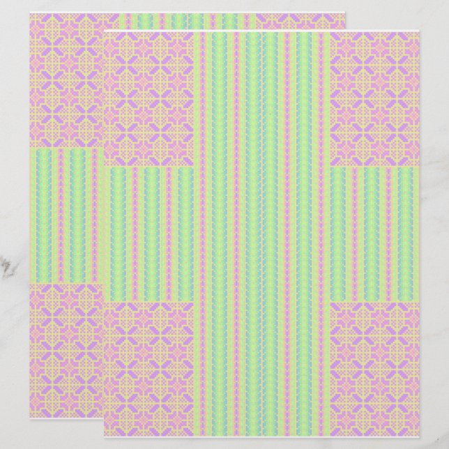 Easter Pastel Cross 2-Sided Scrapbook Paper (Voorkant / Achterkant)