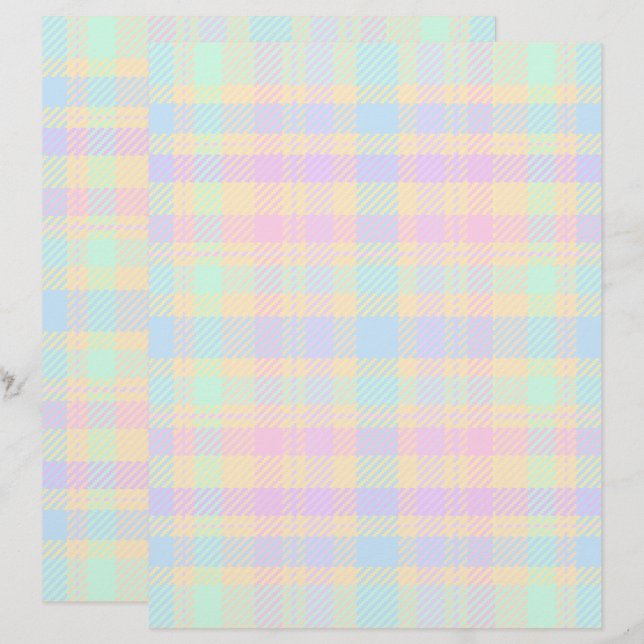 Easter Pastel Plaid 2-Sided Scrapbook Paper (Voorkant / Achterkant)