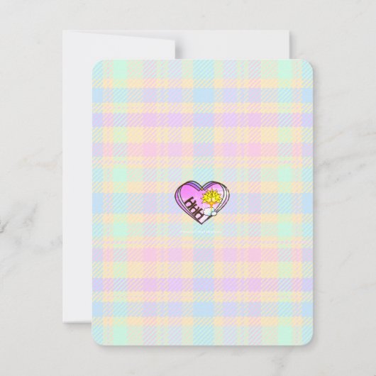 Easter Pastel Plaid Flat Card with Envelope (Achterkant)