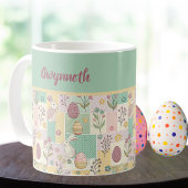 Easter Patchwork Pastel Bunnies Eggs and Gingham Koffiemok