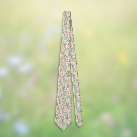 Easter Patchwork Pastel Bunnies Eggs and Gingham Stropdas