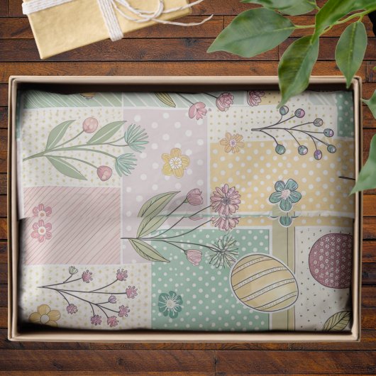 Easter Patchwork Pastel Bunnies Eggs and Gingham Tissuepapier