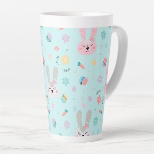 Easter Pattern Bunny Eggs, Easter Holiday Gift Latte Mok (Rechterhoek)