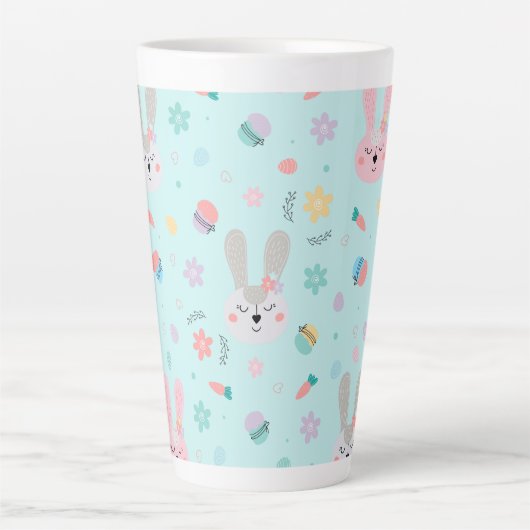 Easter Pattern Bunny Eggs, Easter Holiday Gift Latte Mok (Voorkant)