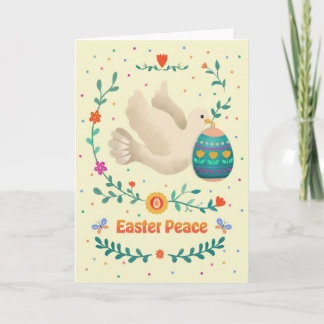 Easter Peace Watercolor Dove & Decorative Egg  Kaart