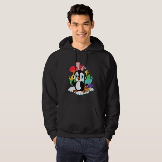 Easter Penguin Easter Hunt Eggs Bunny Penguin  Eas Hoodie (Voorkant volledig)