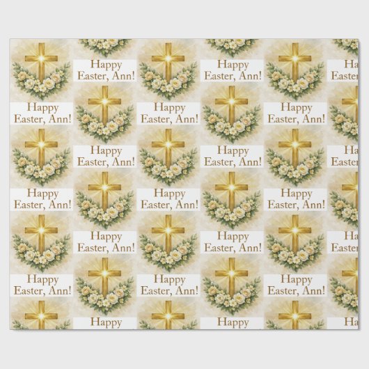 Easter Personalized Christian Cross Wrapping Paper Cadeaupapier (Vlak)