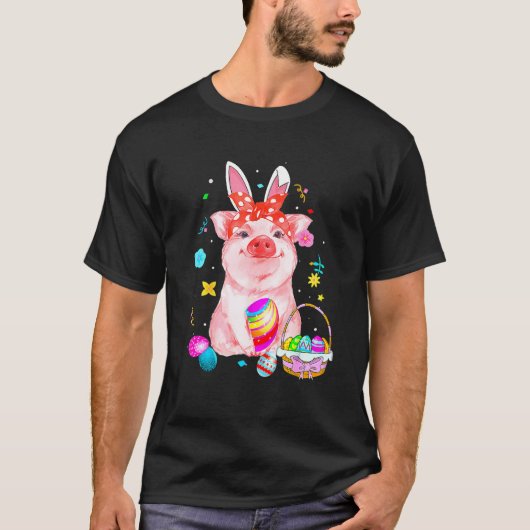 Easter Pig With Easter Bunny Easter T-shirt (Voorkant)