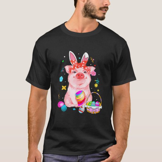 Easter Pig With Easter Bunny Easter T-shirt (Voorkant)