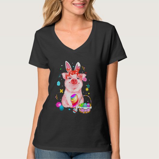Easter Pig With Easter Bunny Easter T-shirt (Voorkant)