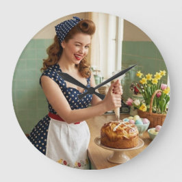 Easter Pin-Up Girl Vintage Retro Kitchen Wall Cloc Grote Klok