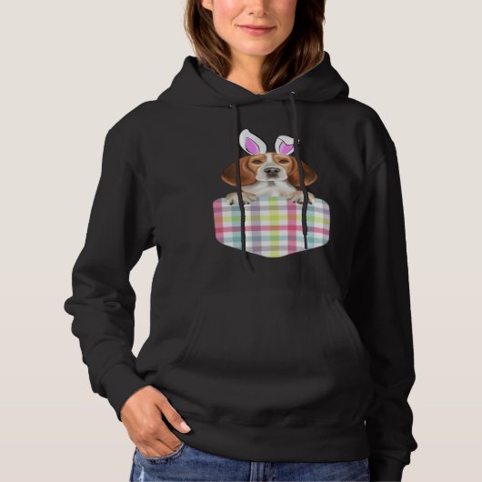 Easter Plaid Beagle Bunny Dog In Pocket Hoodie (Voorkant)