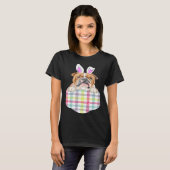 Easter Plaid Bulldog Bunny Dog In Pocket T-shirt (Voorkant volledig)