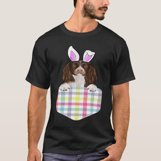 Easter Plaid English Springer Spaniel Bunny Dog In T-shirt (Voorkant)