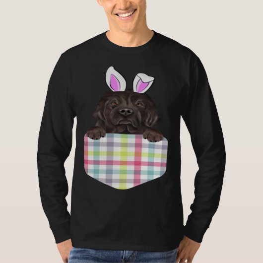Easter Plaid Newfoundland Bunny Dog In Pocket T-shirt (Voorkant)