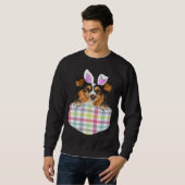 Easter Plaid Shetland Sheepdog Bunny Dog In Pocket Trui (Voorkant volledig)