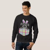 Easter Plaid Standard Schnauzer Bunny Dog In Pocke Trui (Voorkant volledig)