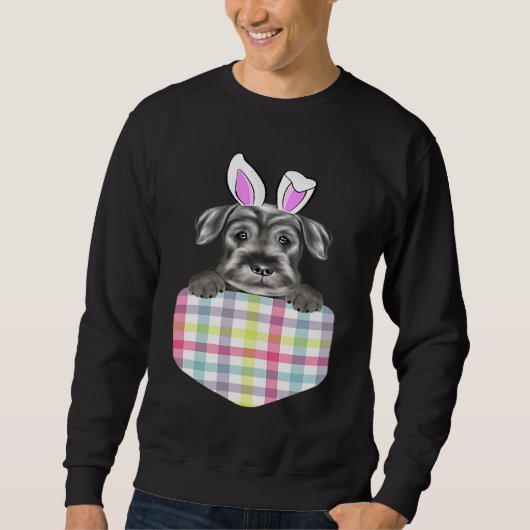 Easter Plaid Standard Schnauzer Bunny Dog In Pocke Trui (Voorkant)