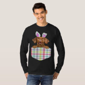 Easter Plaid Vizsla Bunny Dog In Pocket T-shirt (Voorkant volledig)