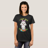 Easter Poodle dog with Bunny Ears  I steal eggs T-shirt (Voorkant volledig)